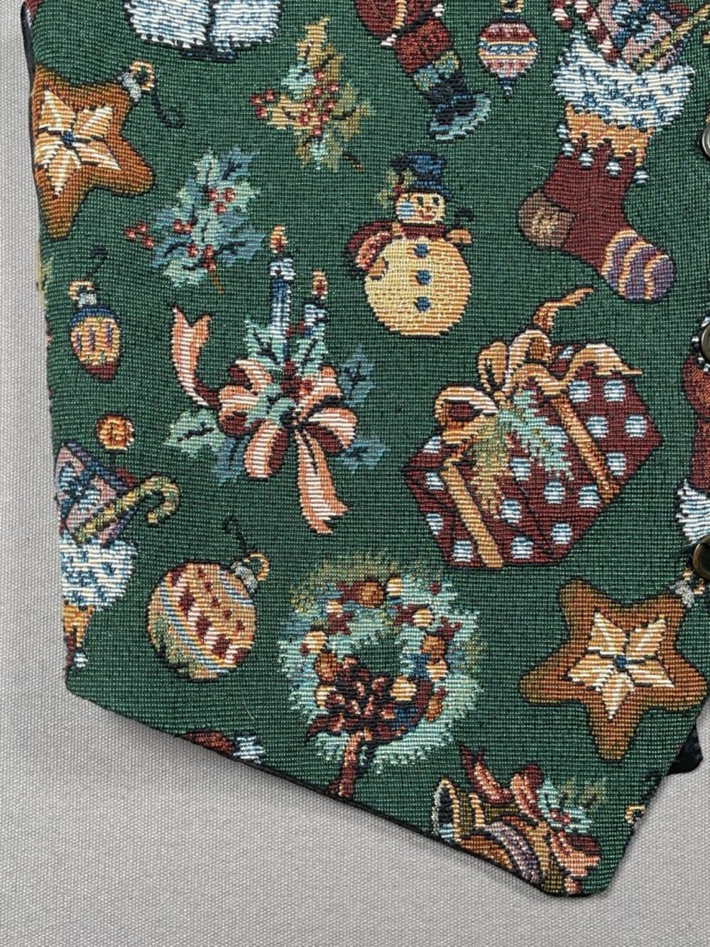 Paul Harris Design USA Green Christmas Holiday Printed Vest - Women Size Small - Picture 4 of 16